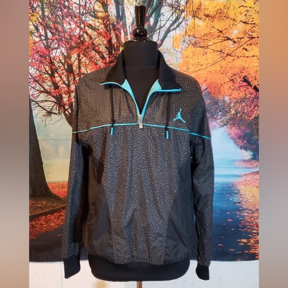 Jordan 3 Cement/Gamma Blue Reflective Half Zip Windbreaker (Medium)